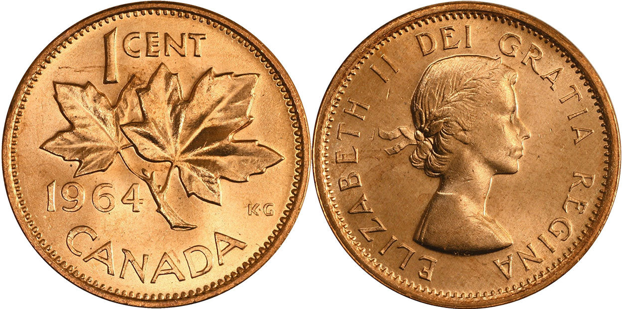 1 cent Canada penny 1964 - 12 Piece Set - Brilliant Uncirculated - 98% copper coins