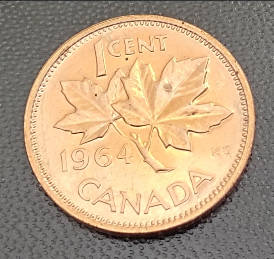 1964 copper 1 cent, Brilliant single coin PL 64 from Proof-Like(PL) set