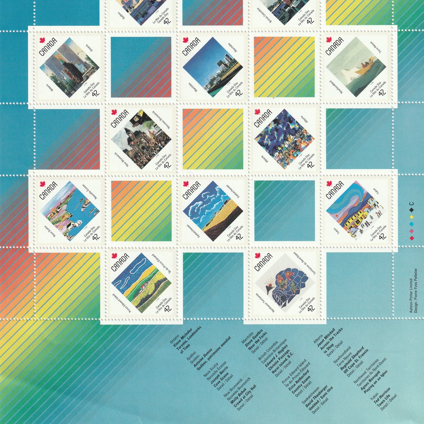 Uncut single sheet of Canada Post 1992 Canada Day souvenir titled “Canada, Our home and native land"