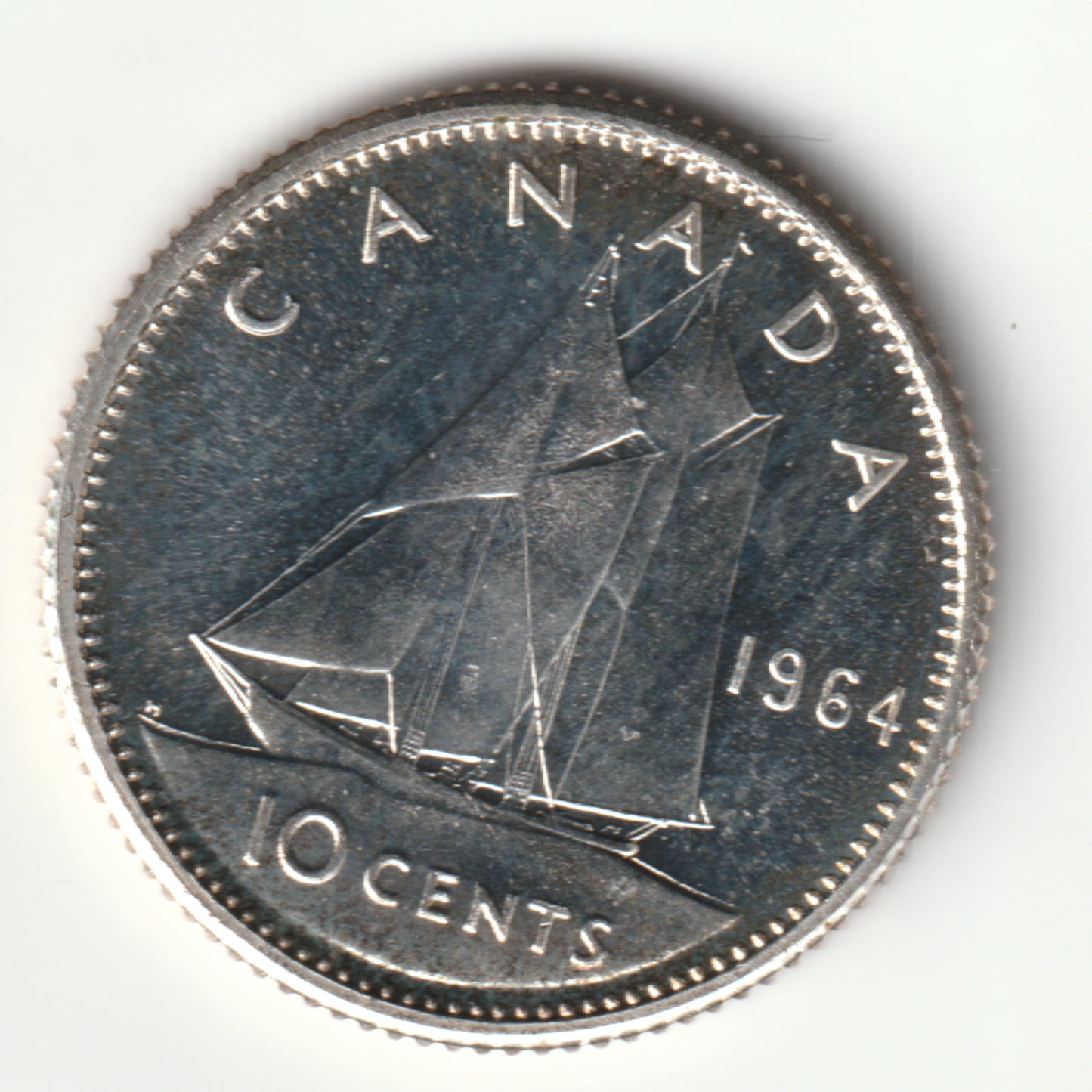 1964 Canada dime, 10 cent, Brilliant single coin PL 65 from Proof-Like(PL) set