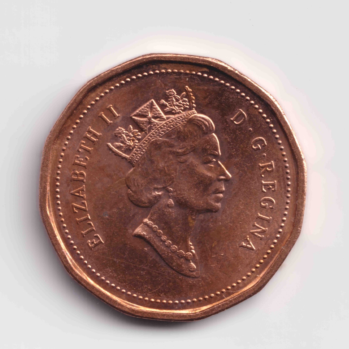 1991 Canadian 1-cent coin standard dodecagonal design - VF-20 (moderate wear, major details clear) to XF-40