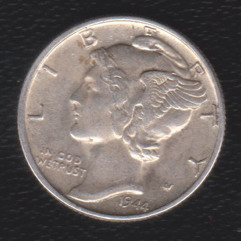 1944 Mercury (Winged Liberty Head) dime, 90% silver, United States of America 10 cent coin