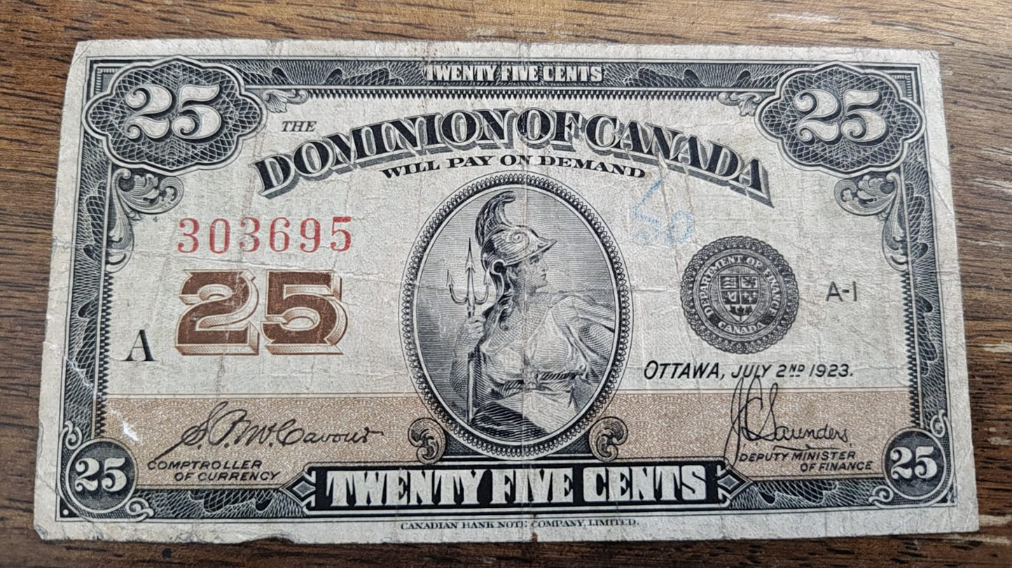 Canada, Dominion of Canada, 25 cents : July 2, 1923