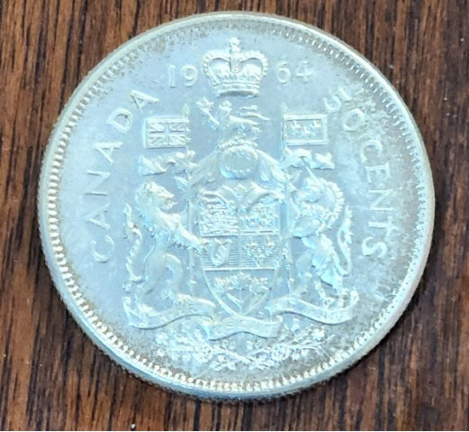 1964 Canada 50 cent coin, Brilliant 80% silver coin PL-64 from Proof-Like(PL) set